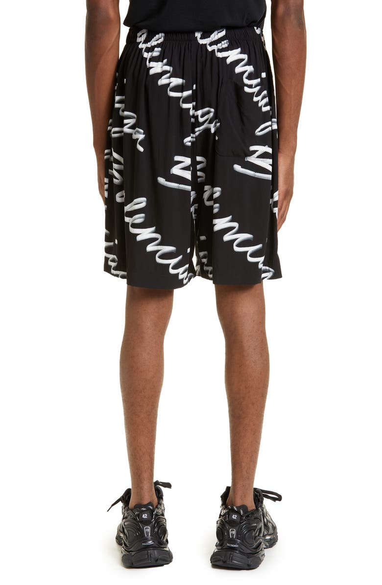 Balenciaga Men's Scribble Print Logo Shorts, Alternate, color,
