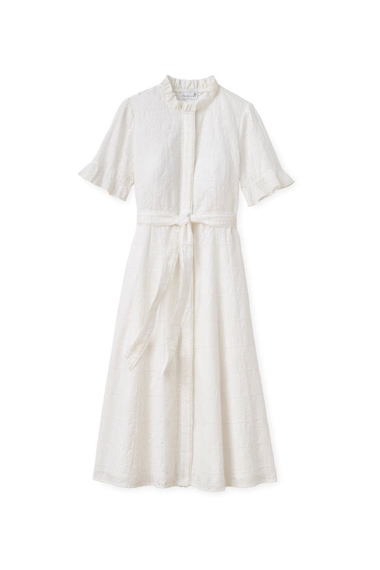 Aria Eyelet Midi Dress, Main, color, Soft White