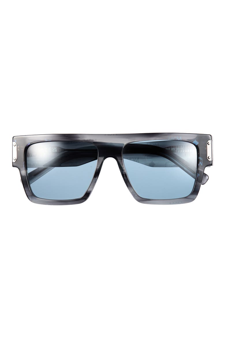 55mm Rectangular Sunglasses, Main, color, GREY/ OTHER / BLUE