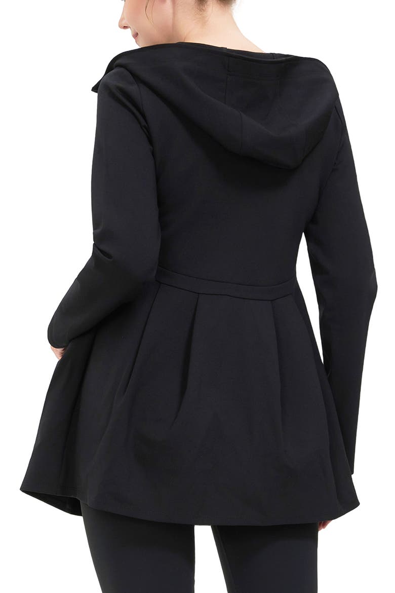 Sophia Maternity Fit & Flare Hooded Jacket, Alternate, color, Black