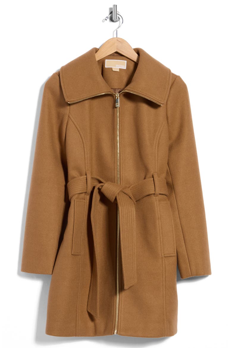 Belted Faux Wool Coat, Alternate, color, DK CAMEL