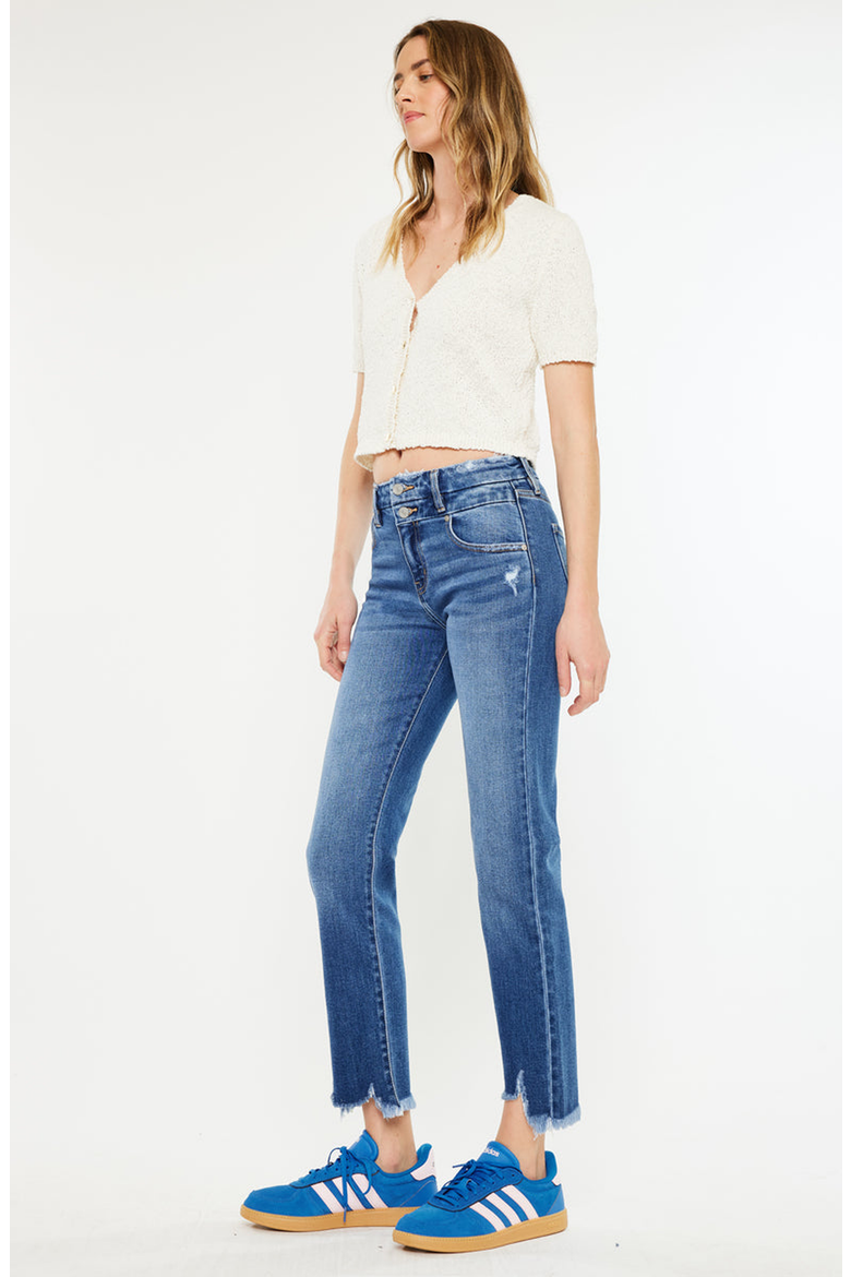High Rise Slim Straight Leg Jeans, Alternate, color, Medium Wash