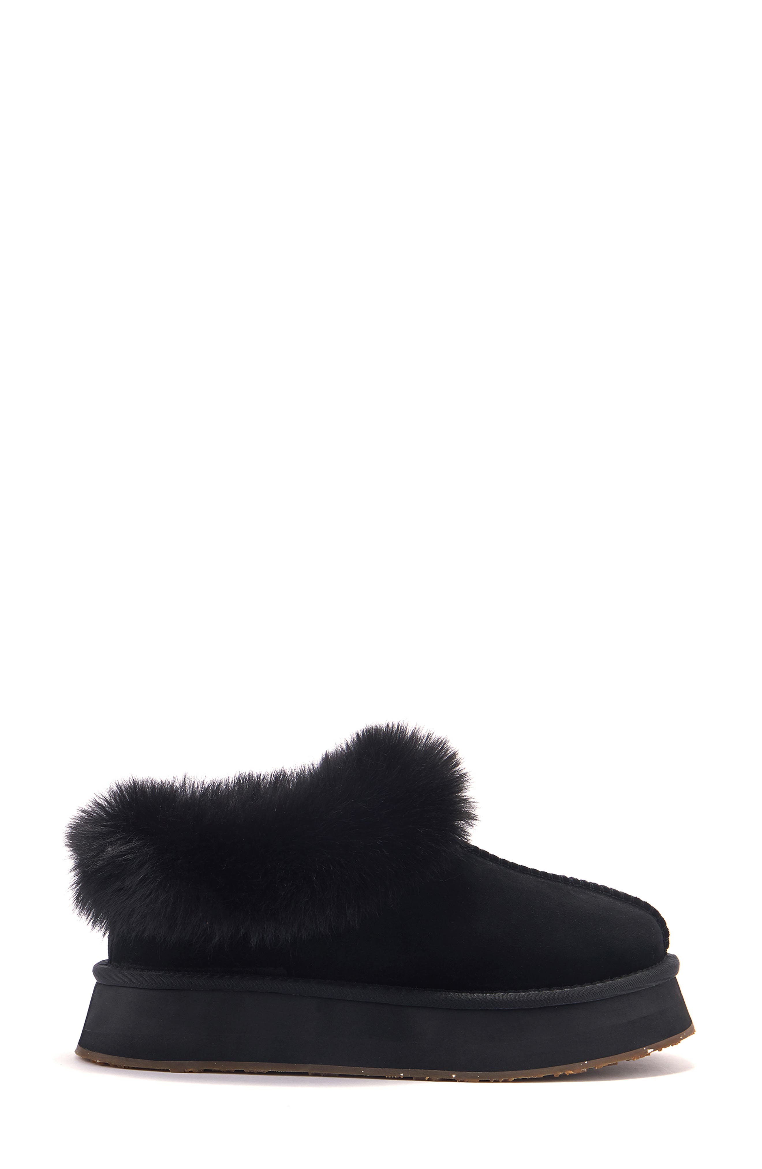 Outback Luxe Geuine Shearling Platform Slipper, Alternate, color, BLACK