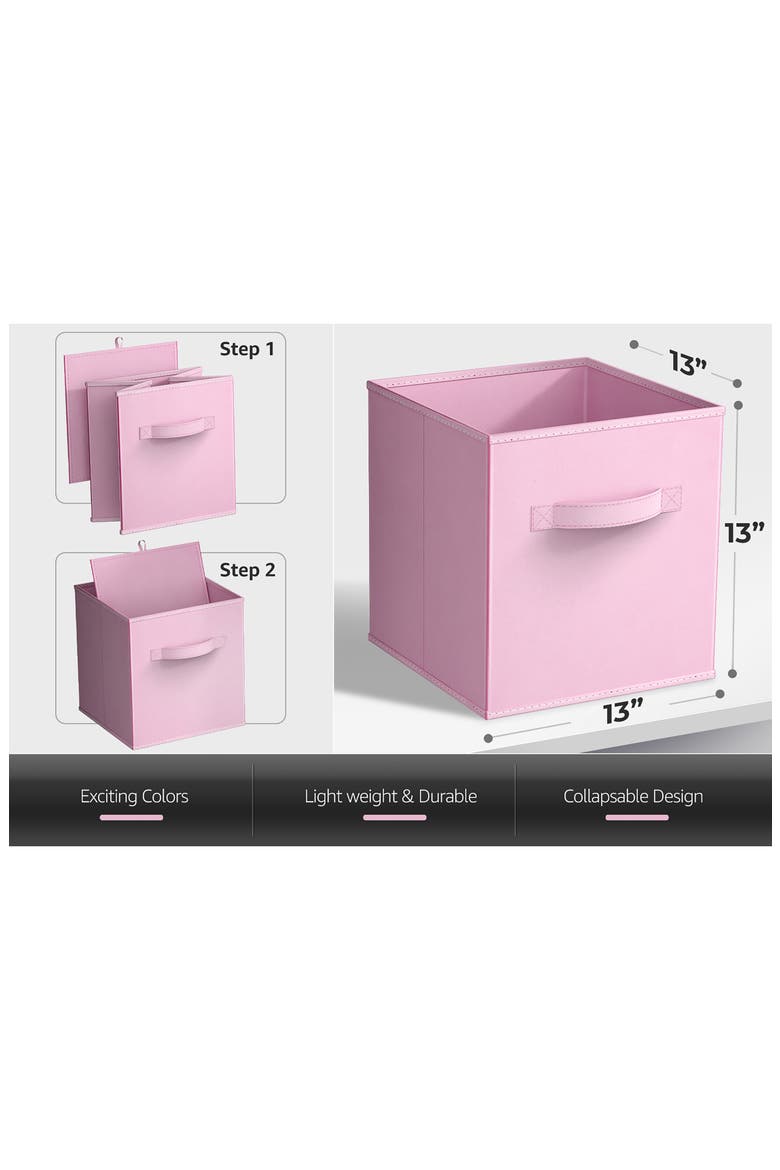8-Piece Foldable Cube Bins, Alternate, color, PASTEL PINK PURPLE TEAL