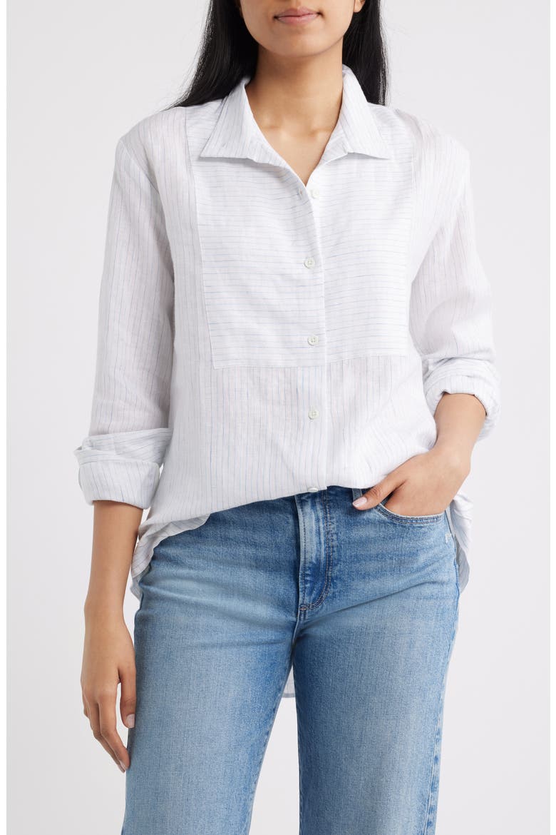 Linen Button-Up Shirt, Main, color, WHITE MULTI