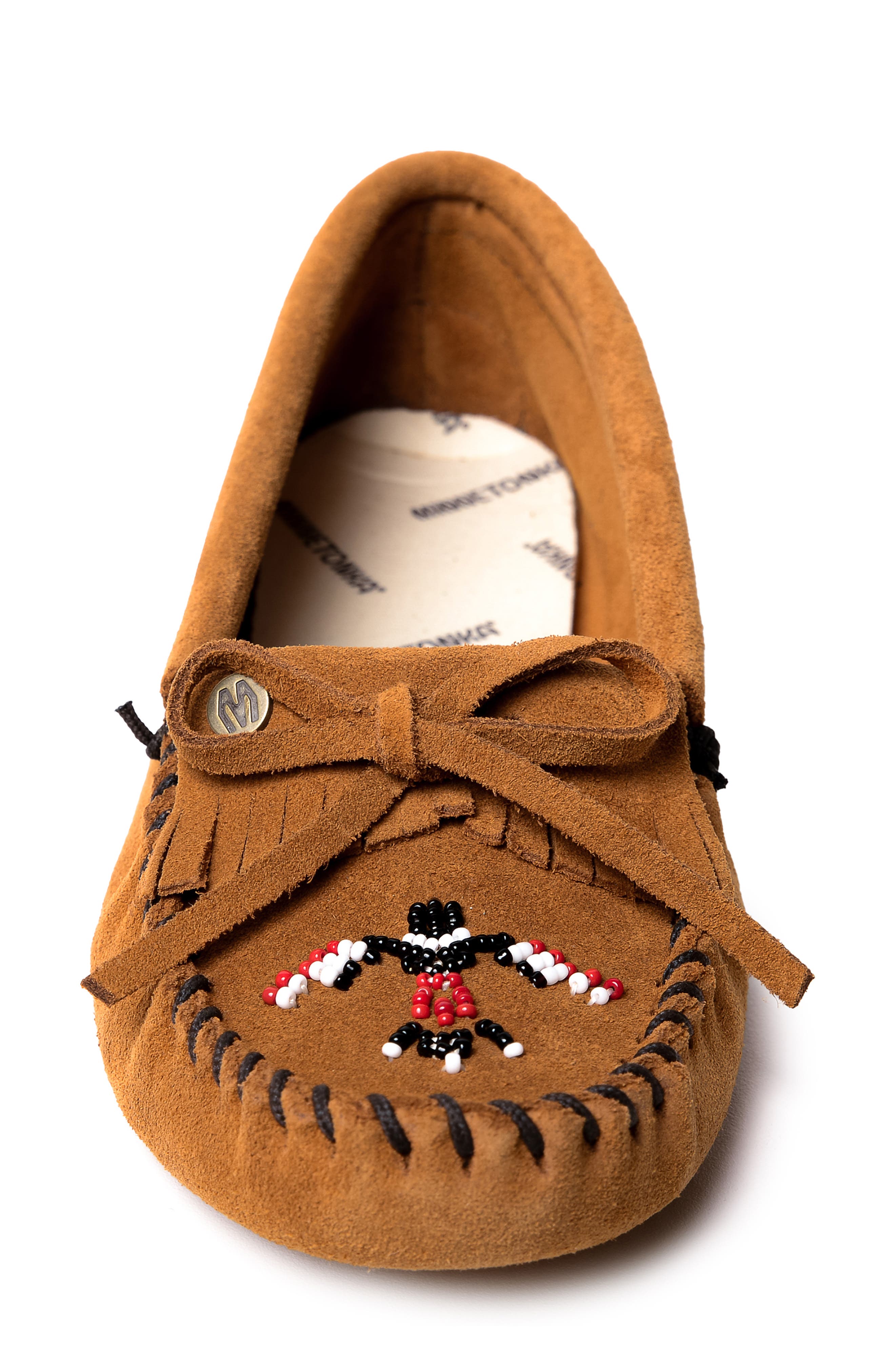 x Lucie Skjefte Thunderbird 'Animikii' Softsole Slipper, Alternate, color, BROWN