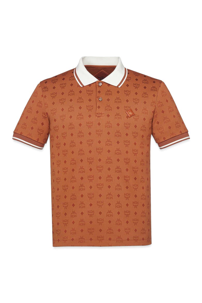 Piqué Polo in Monogram Jacquard, Alternate, color, Brown