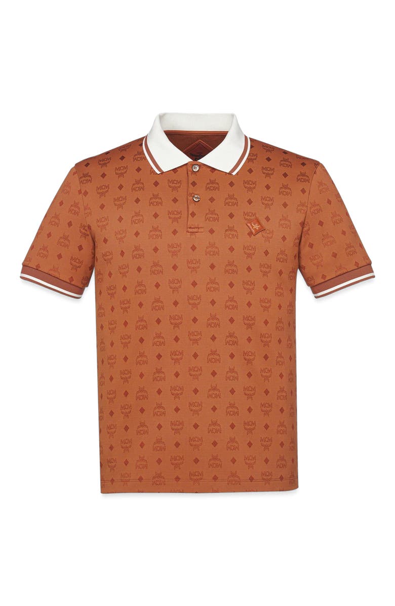 MCM Piqué Polo in Monogram Jacquard, Alternate, color, Brown