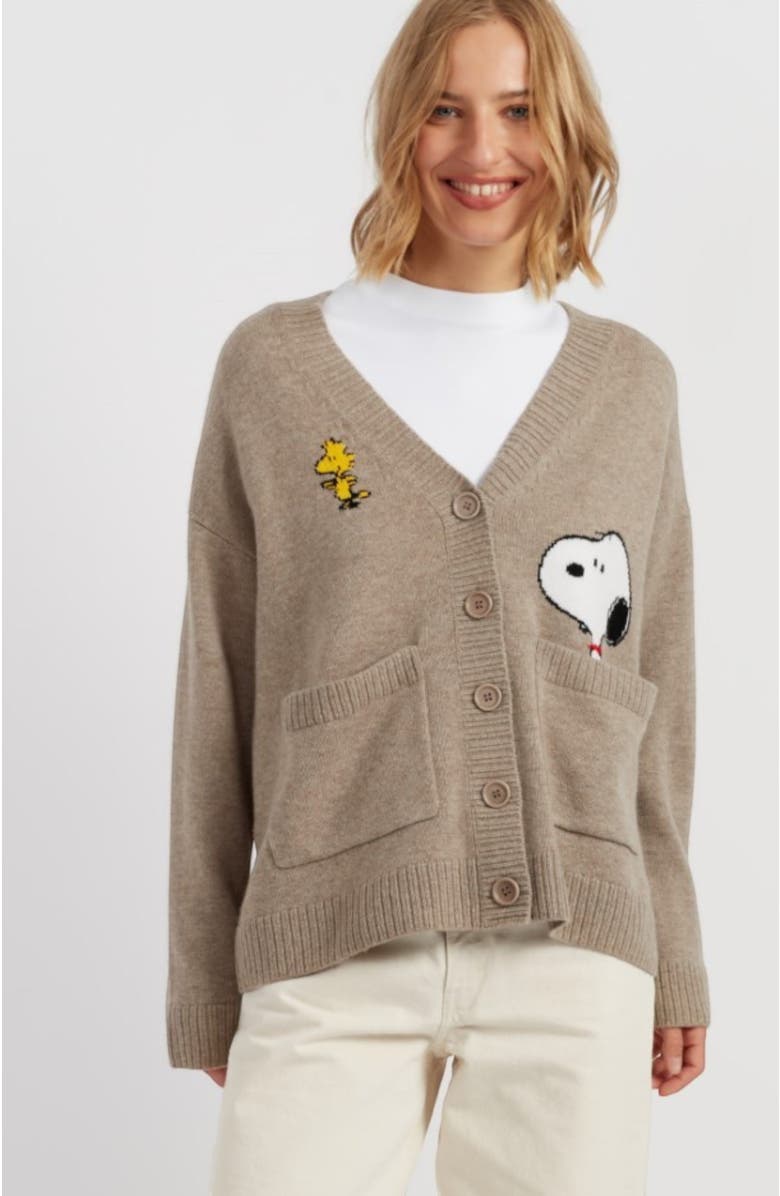 Chinti
Parker Wool-Cashmere Peek Pocket Cardigan, Main, color, Warm Oatmeal