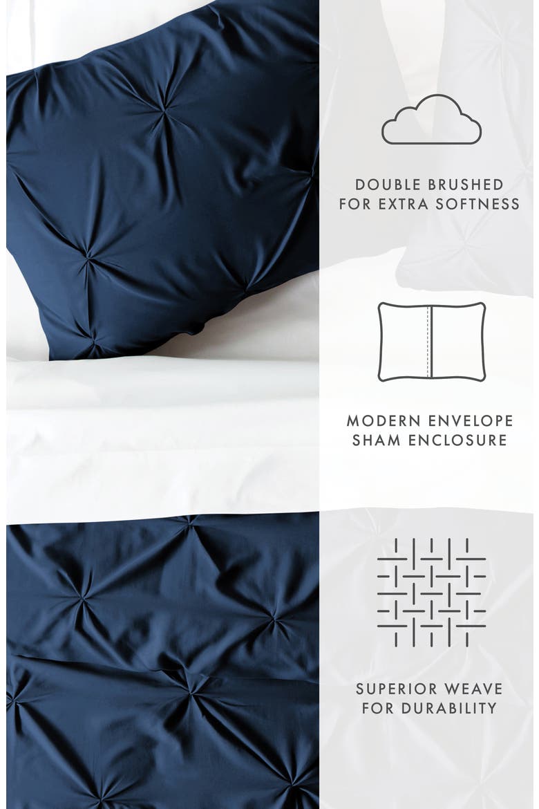 Premium Ultra Soft 3-Piece Pinch Pleat Duvet Cover Set, Alternate, color, NAVY