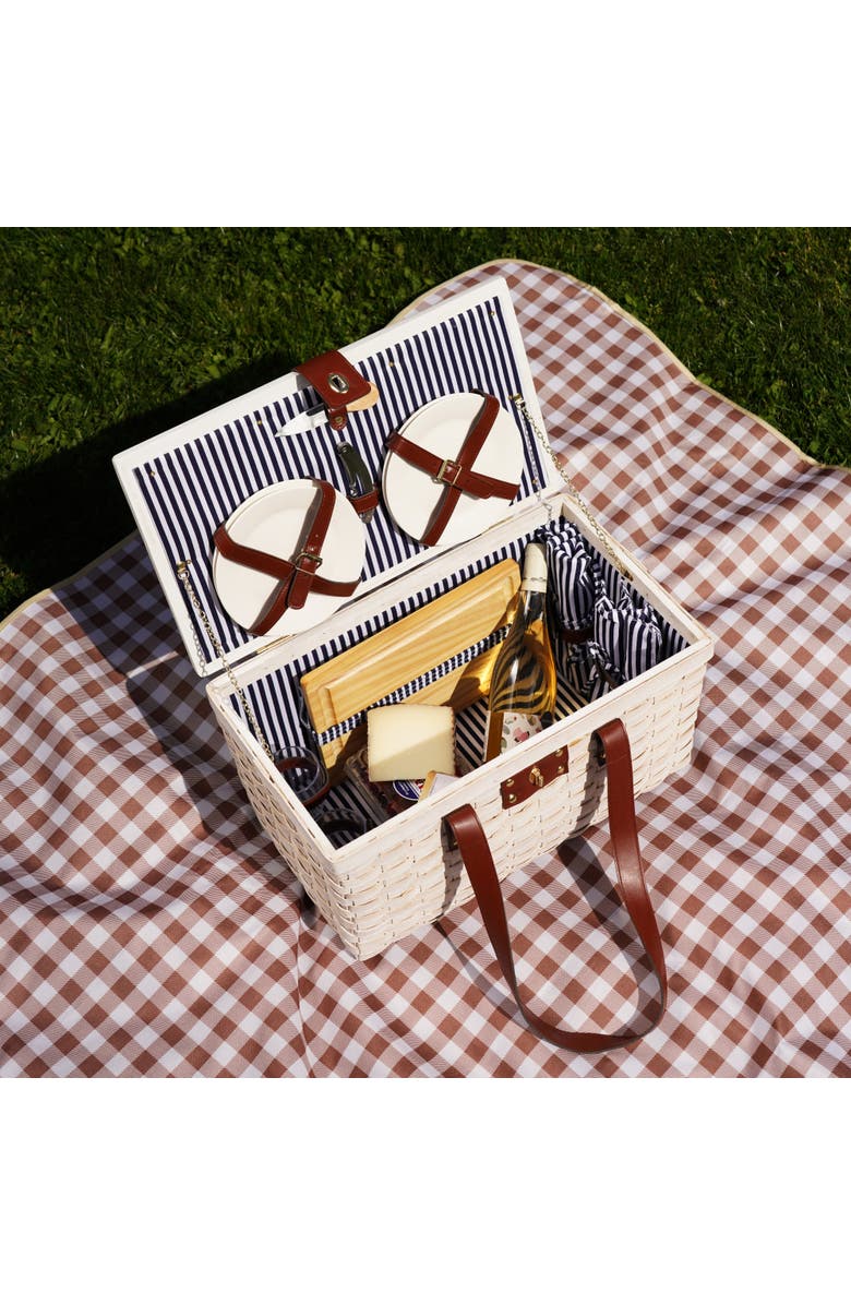 TWINE Tahoe Picnic Basket Set for Four in Cream, Alternate, color, Cream