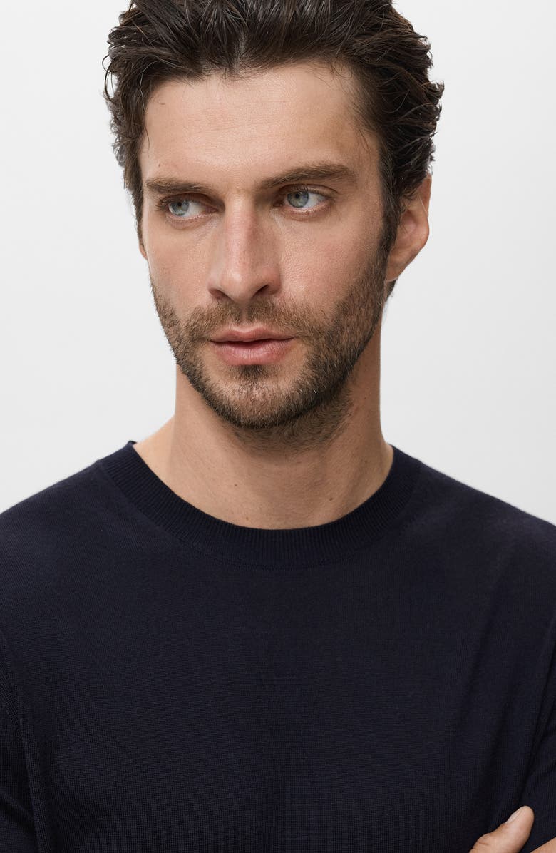 MANGO Crewneck Wool Sweater, Alternate, color, Navy