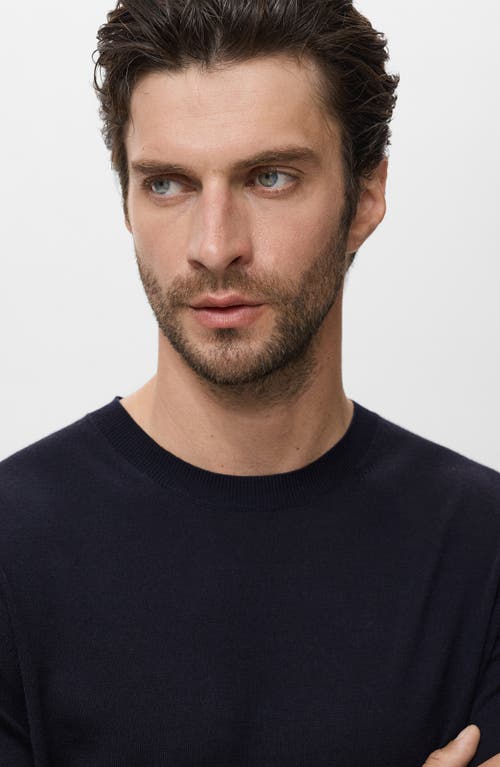 Mango Crewneck Wool Sweater In Blue