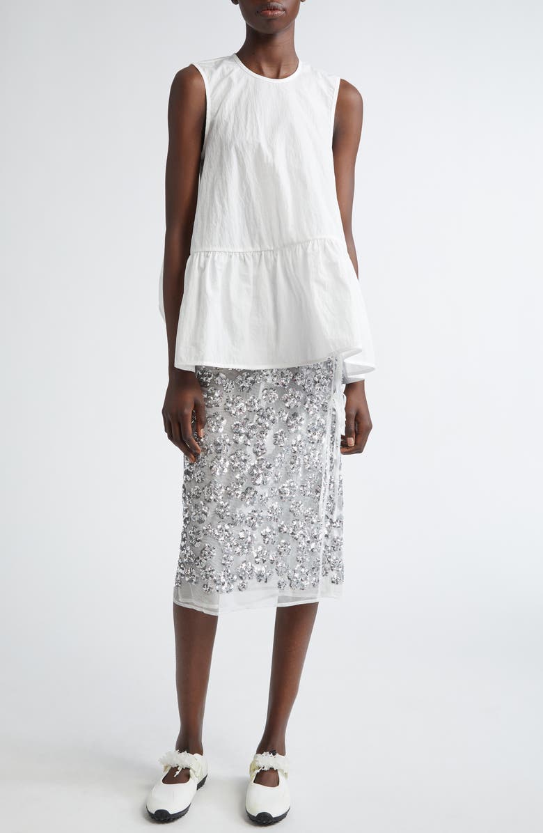 Cecilie Bahnsen Asta Ruffle Taffeta Top, Alternate, color,