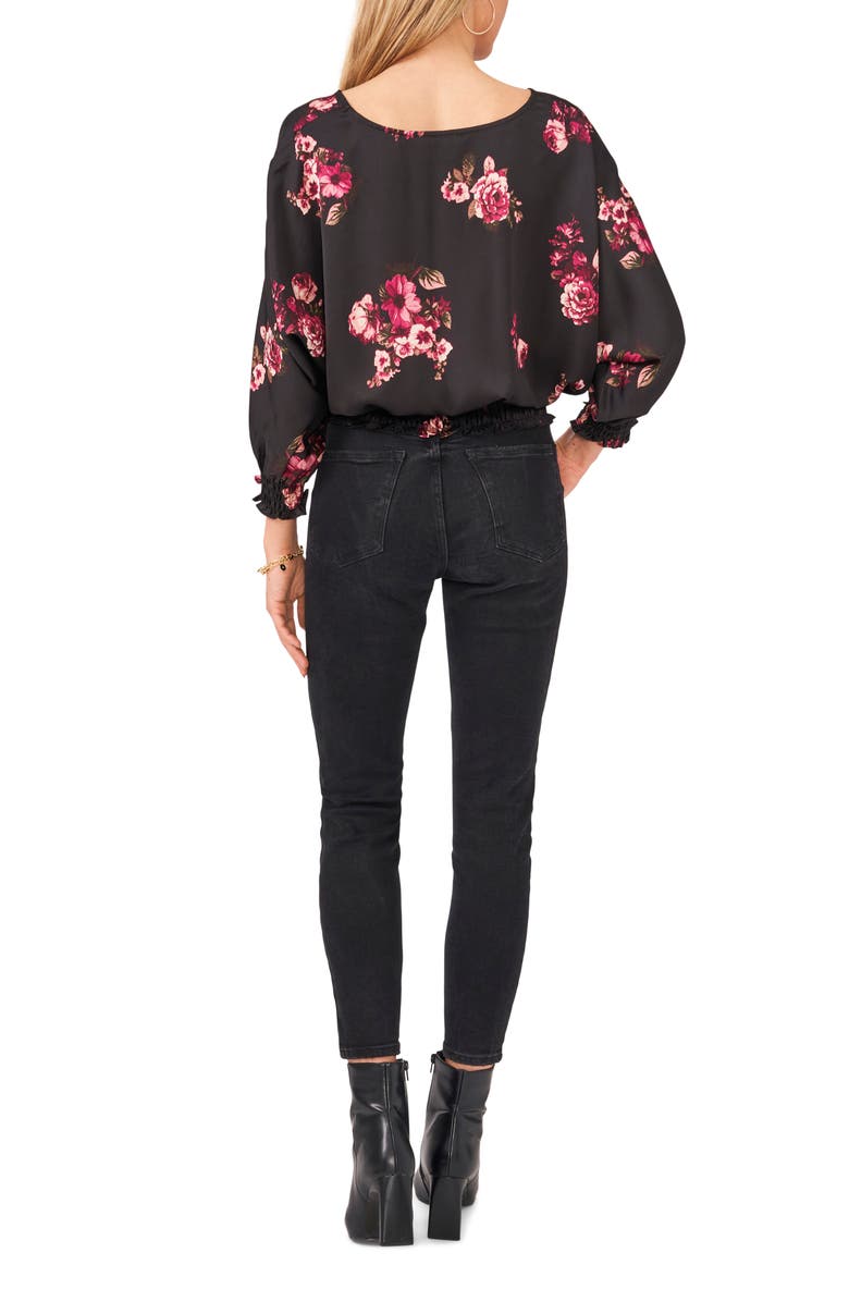 Vince Camuto Floral Smocked Waist Top, Alternate, color, 