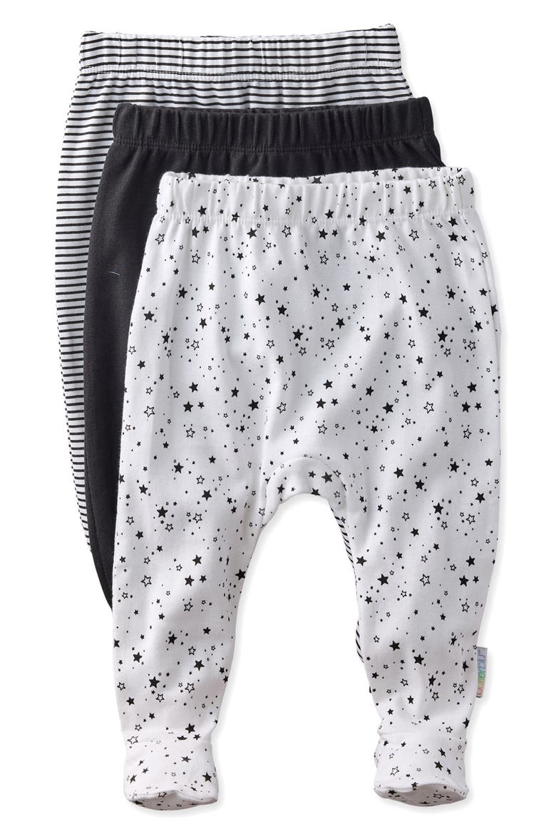 Fallon Footed Organic Cotton Assorted 3-Pack Pants, Main, color, BLACK TWINKLE