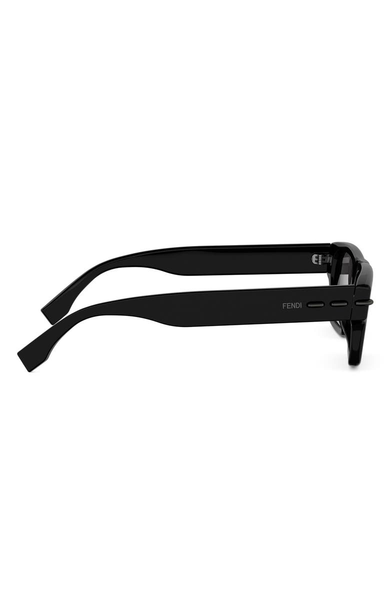 Fendi Selleria 54mm Rectangular Sunglasses, Alternate, color, Shiny Black / Smoke
