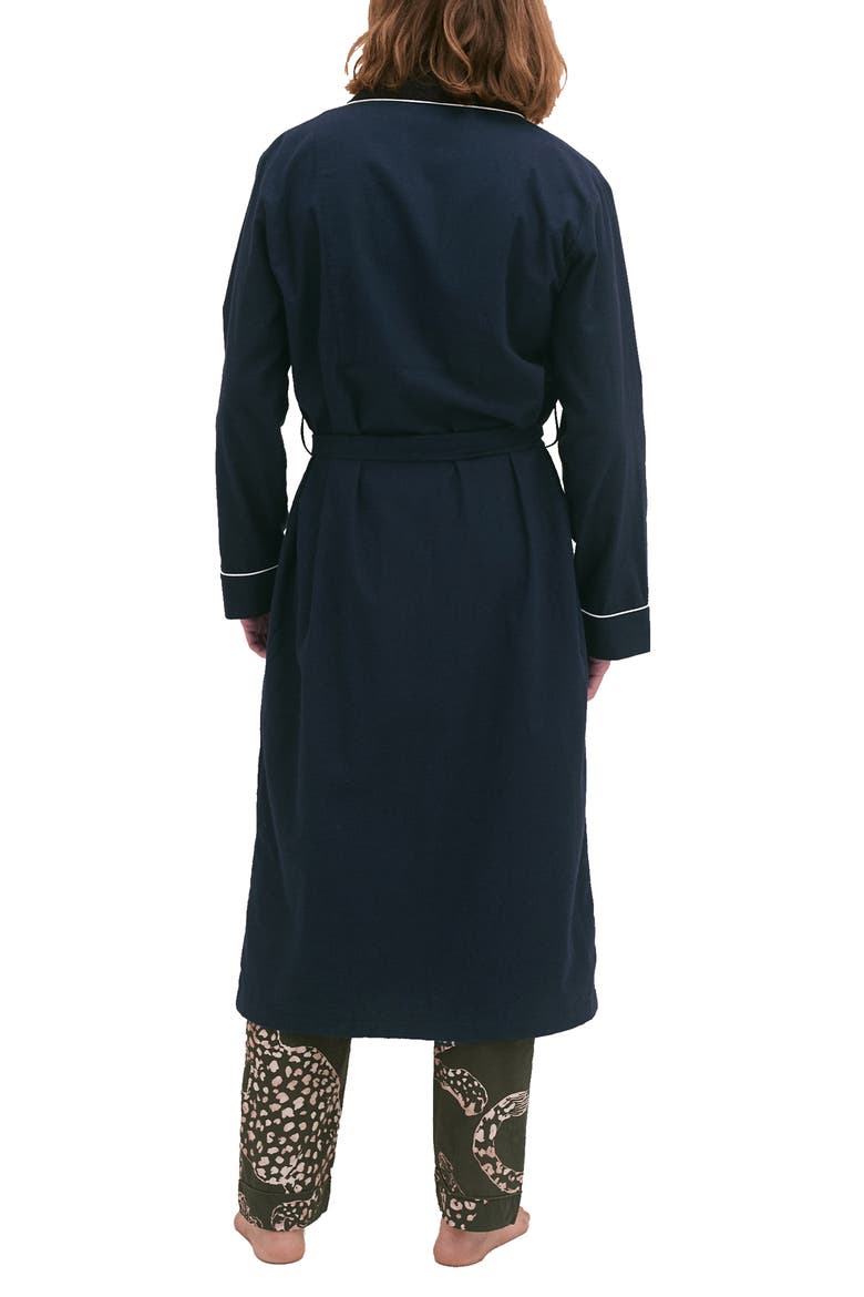Brushed Cotton Robe, Alternate, color, NAVY