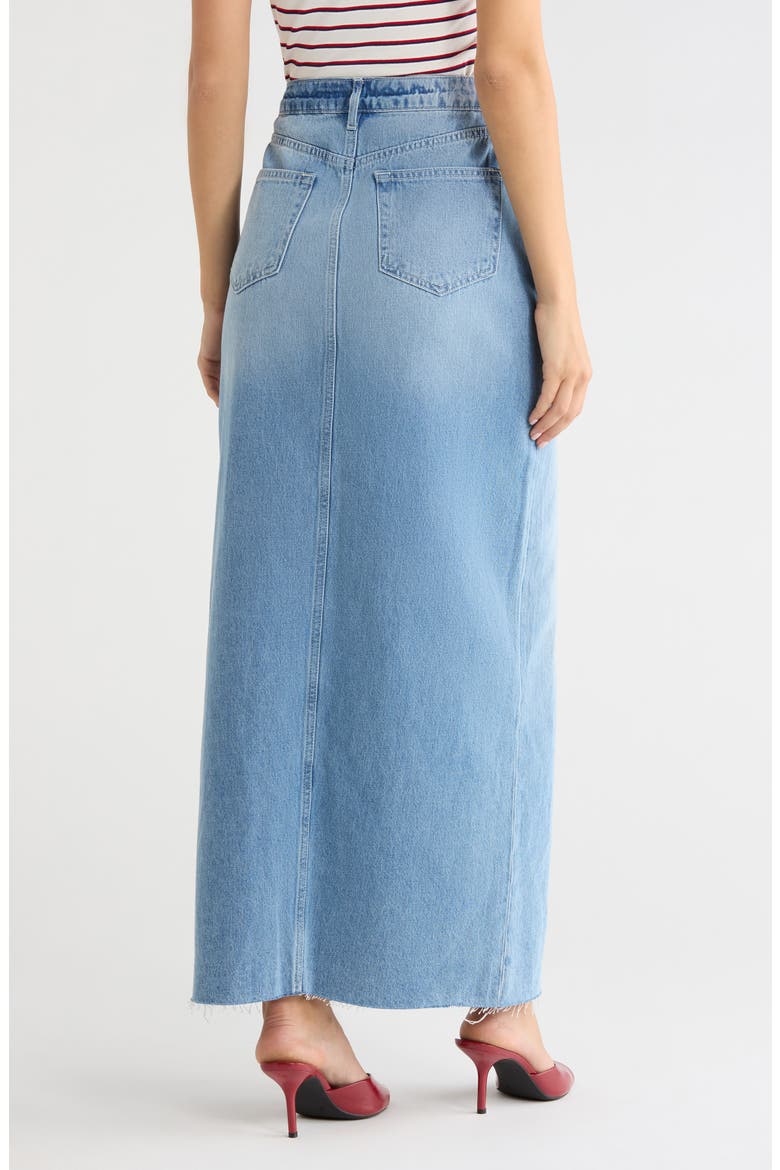 Rysa Front Slit Denim Maxi Skirt, Alternate, color, ZION