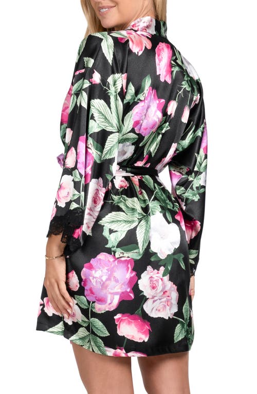In Bloom By Jonquil Audrey Lace Trim Satin Wrap In Black