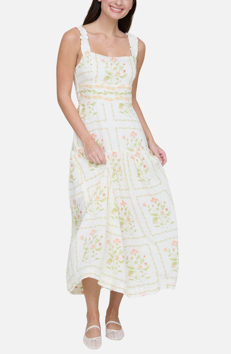 Blu Pepper Floral Midi Dress, Alternate, color, Cream Multi