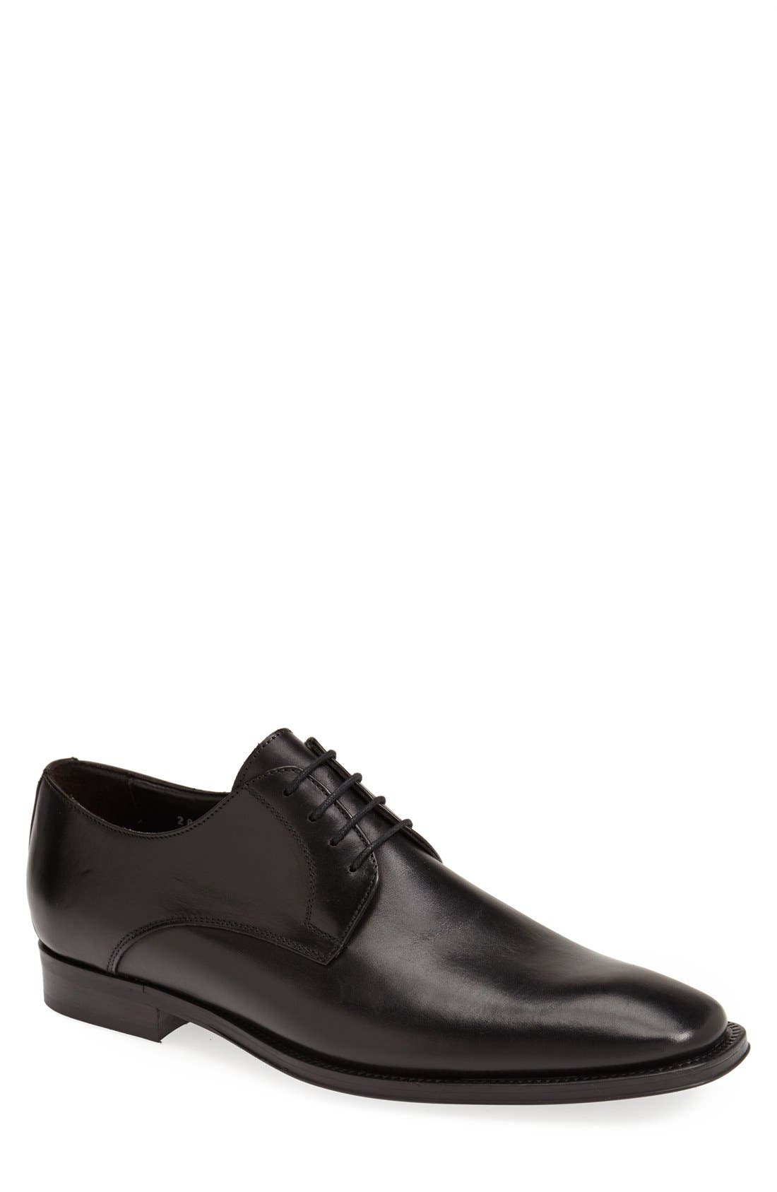 'Felix' Plain Toe Derby, Main, color, BLACK LEATHER