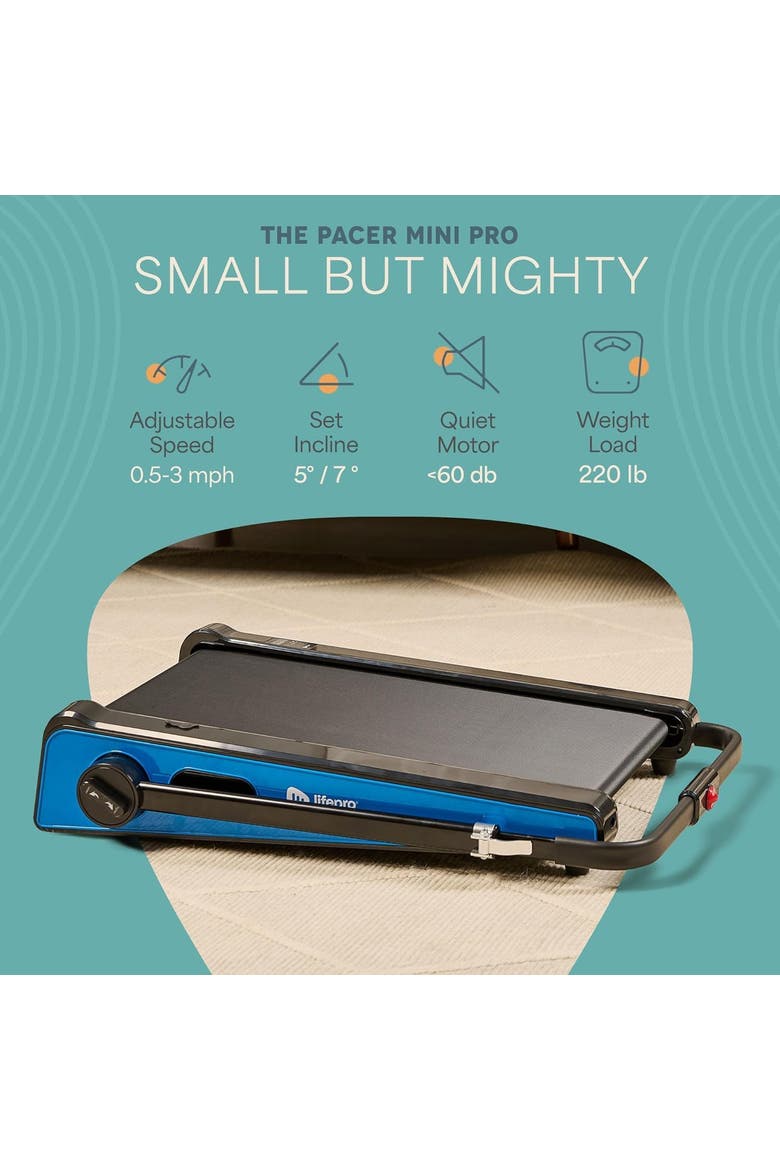 Mini Walking Pad Treadmill with Incline  Compact Under Desk Treadmill for Home & Office, Alternate, color, Blue with Handle