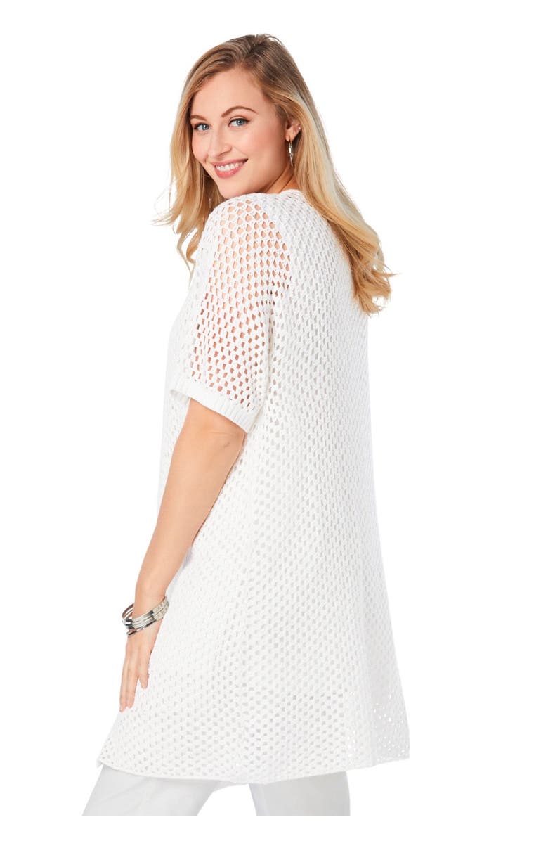 Jessica London Crochet Long Cardigan, Alternate, color, White