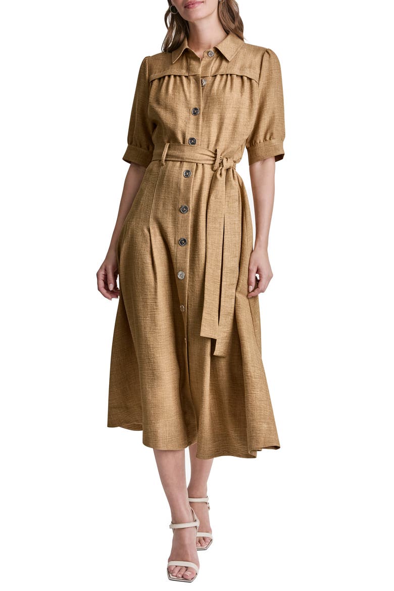 Mélange Belted Shirtdress, Main, color, TRUFFLE