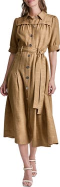DKNY Mélange Belted Shirtdress