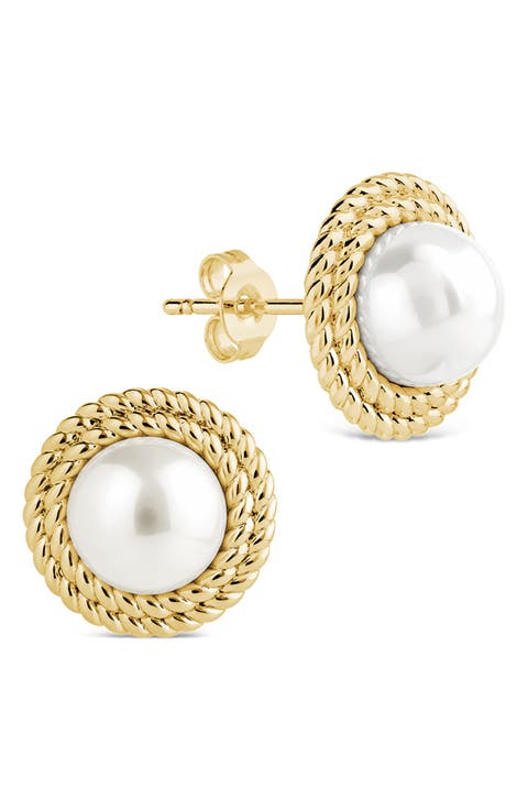 Pearl Halo Stud Earrings