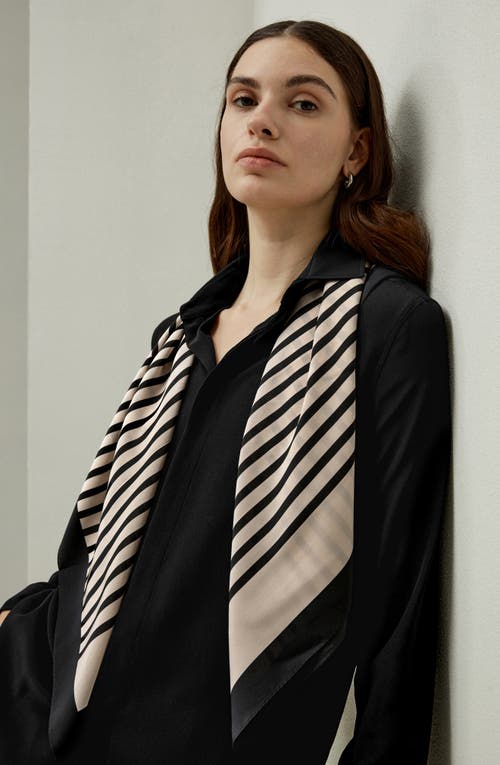 Lilysilk Mid-century Pattern Silk Scarf In Camel