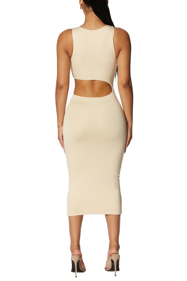 Cutout Sleeveless Midi Dress, Alternate, color, OATMEAL