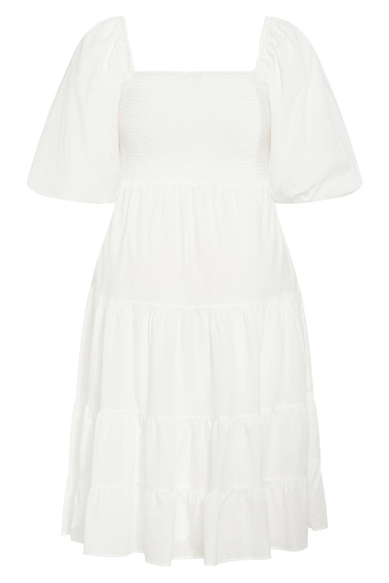 Ariella Tiered Cotton Midi Dress, Alternate, color, IVORY