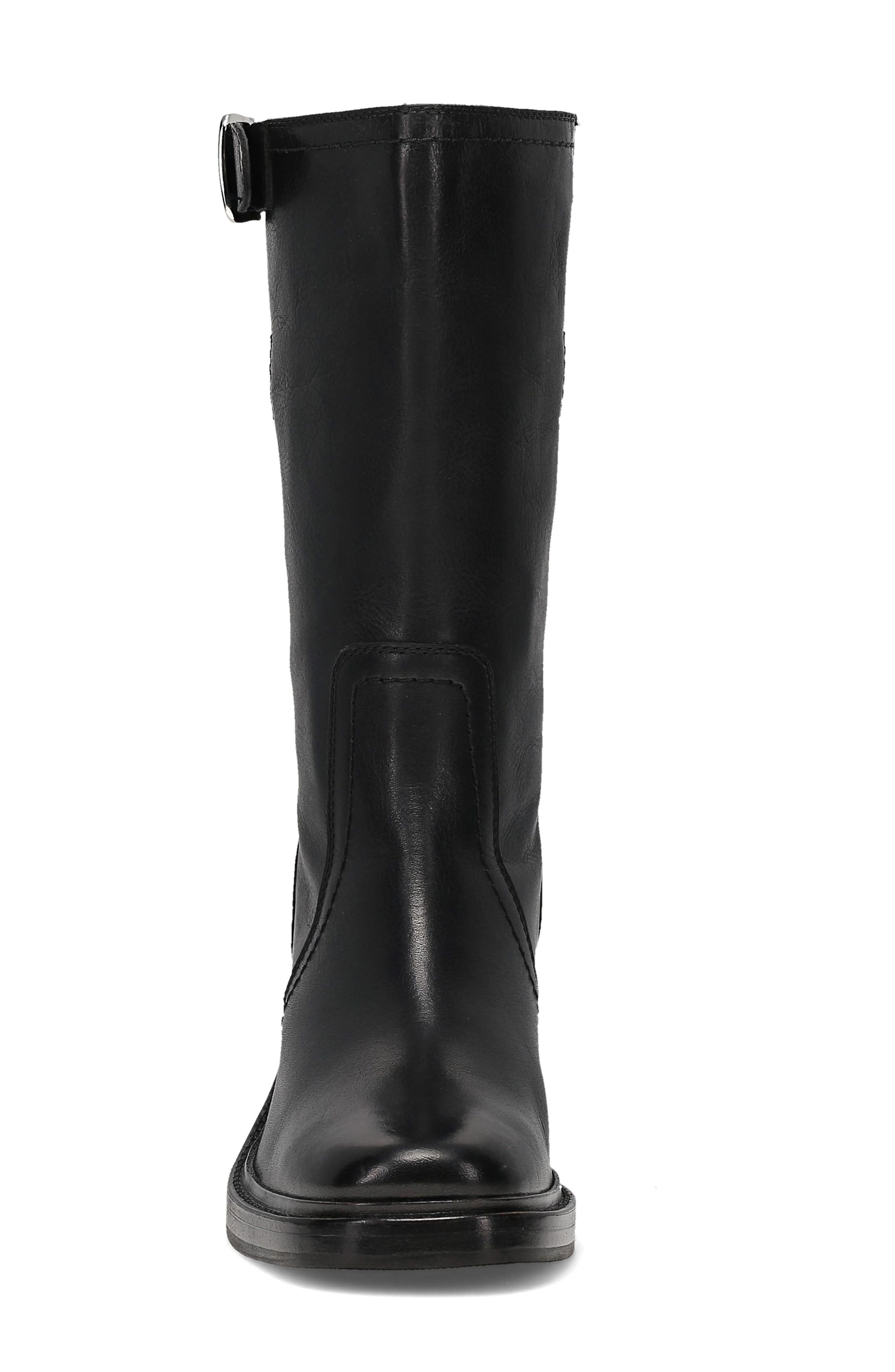 Kate Moto Mid Leather Boot, Alternate, color, BLACK