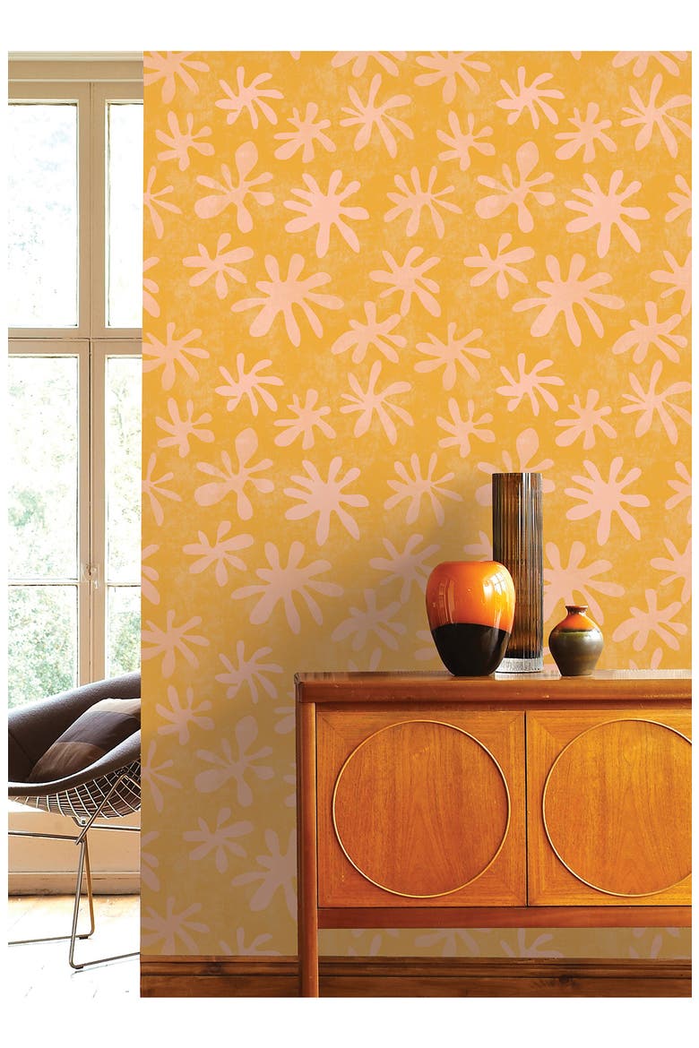 Orange Field Peel & Stick Wallpaper, Alternate, color, ORANGE