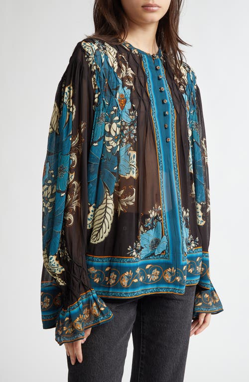 FARM RIO FARM RIO BLOSSOM TAPESTRY SMOCKED TOP