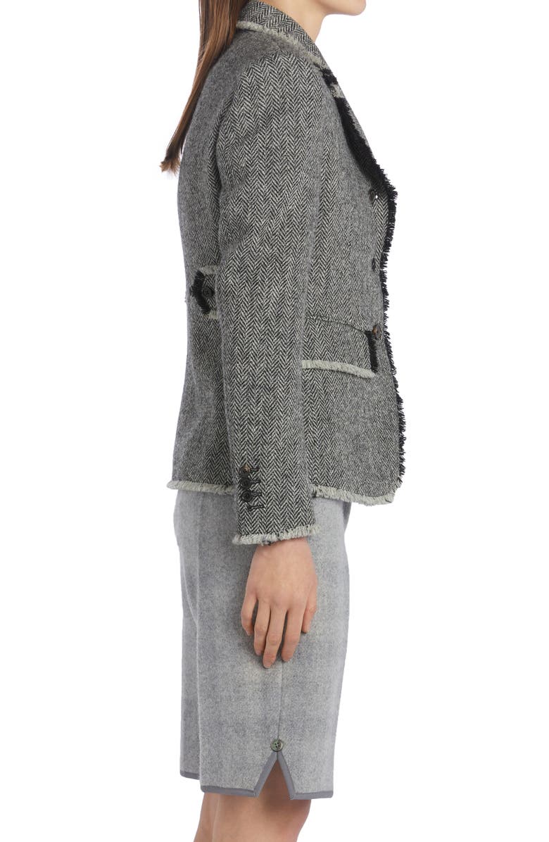 Thom Browne Herringbone Raw Edge Wool Tweed Blazer, Alternate, color, 