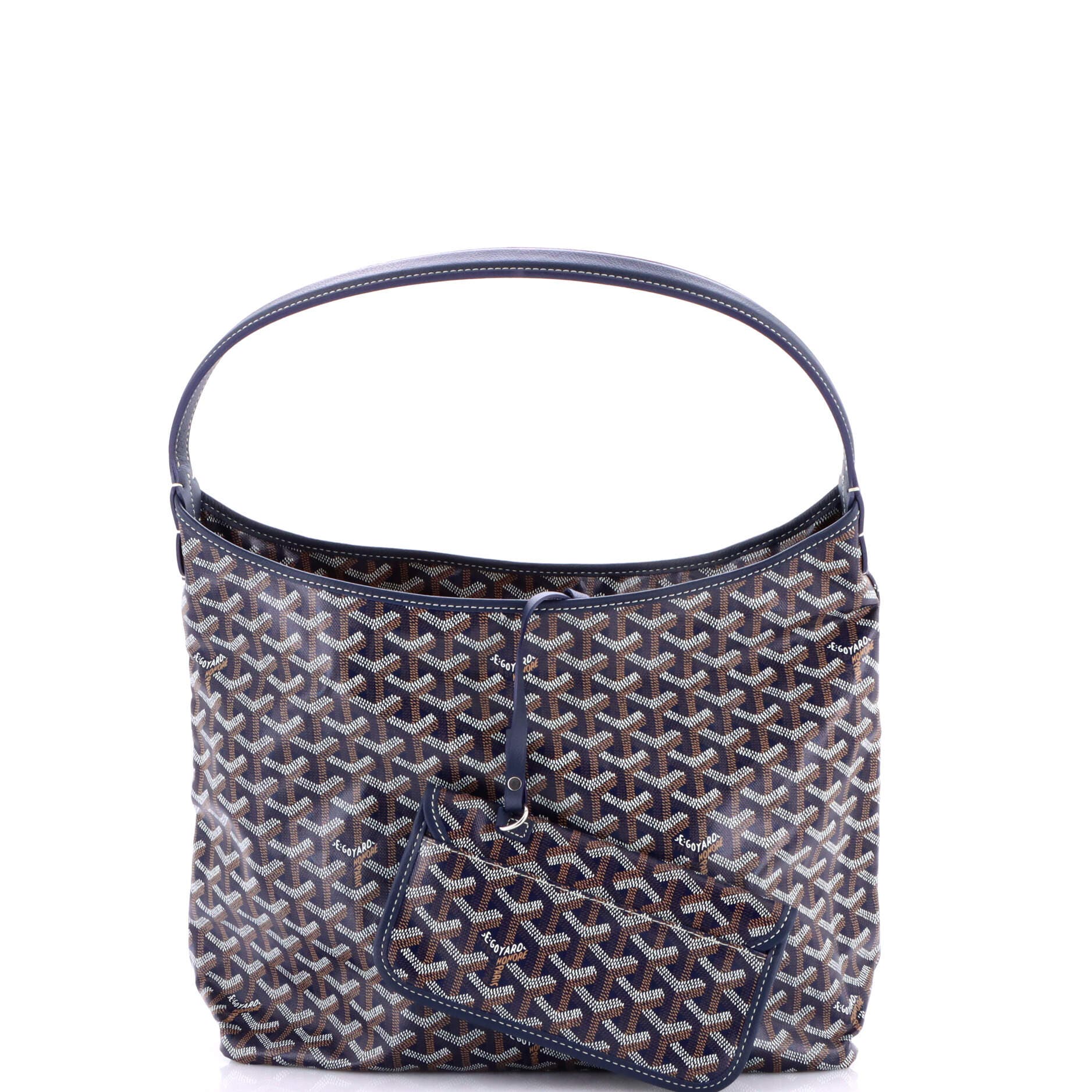 Pre-Owned Goyard Boheme Hobo Coated Canvas, Alternate, color, Blue