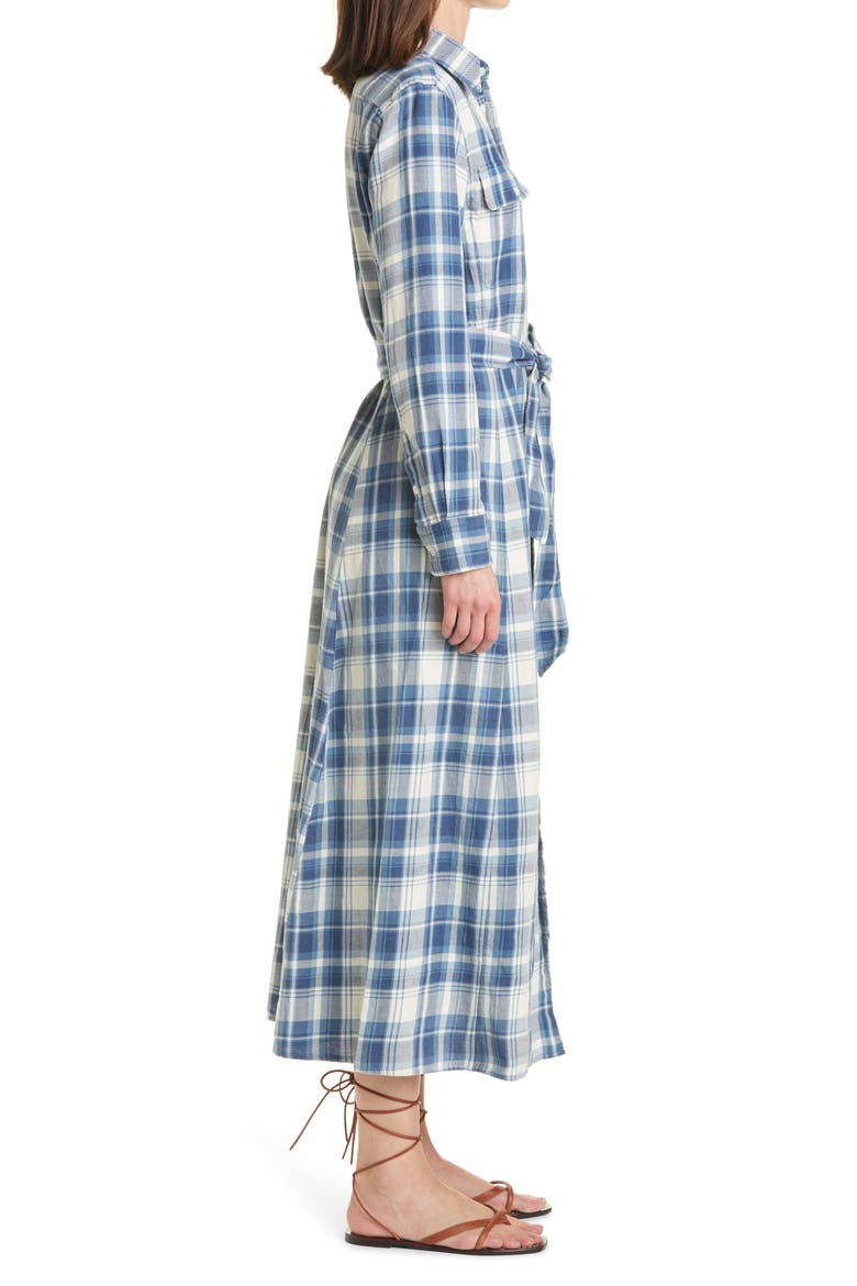 Stephanie Plaid Long Sleeve Cotton Shirtdress, Alternate, color, BLUE/ WHITE