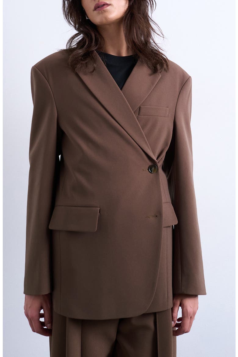 Asymmetric Slouchy Blazer, Main, color, TAUPE