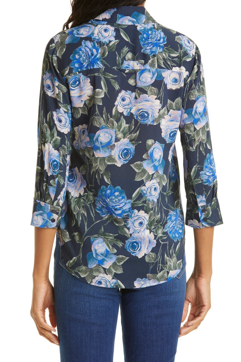 Camille Floral High-Low Blouse, Alternate, color, BLUE MULTI ROSA