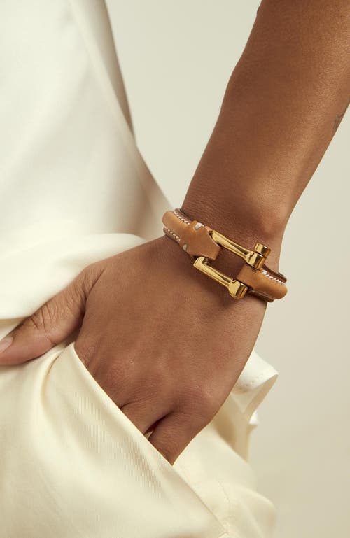 Cxc Shackle Bracelet Dune Leather In Gold