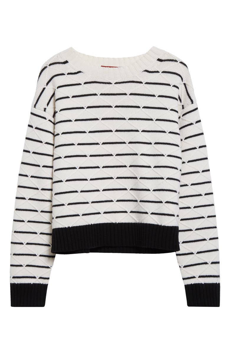 Max Mara Studio Gettone Stripe Diamond Sticth Wool & Cashmere Sweater, Alternate, color, White