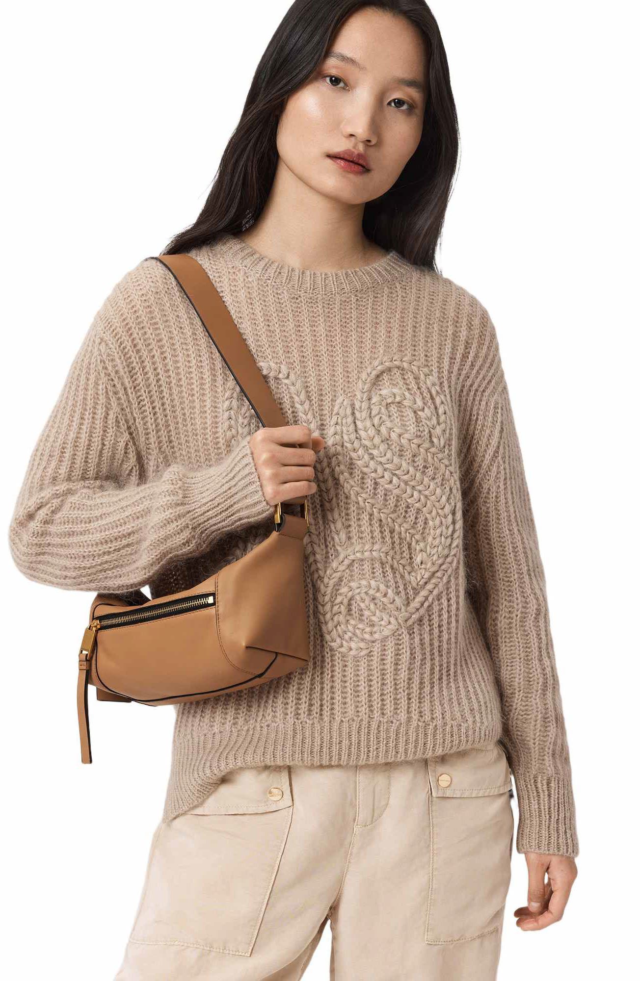 Mini Vega Leather Shoulder Bag, Alternate, color, ACETONE TAN BROWN