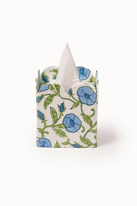 Block Print Tissue Box Cover Collapsible