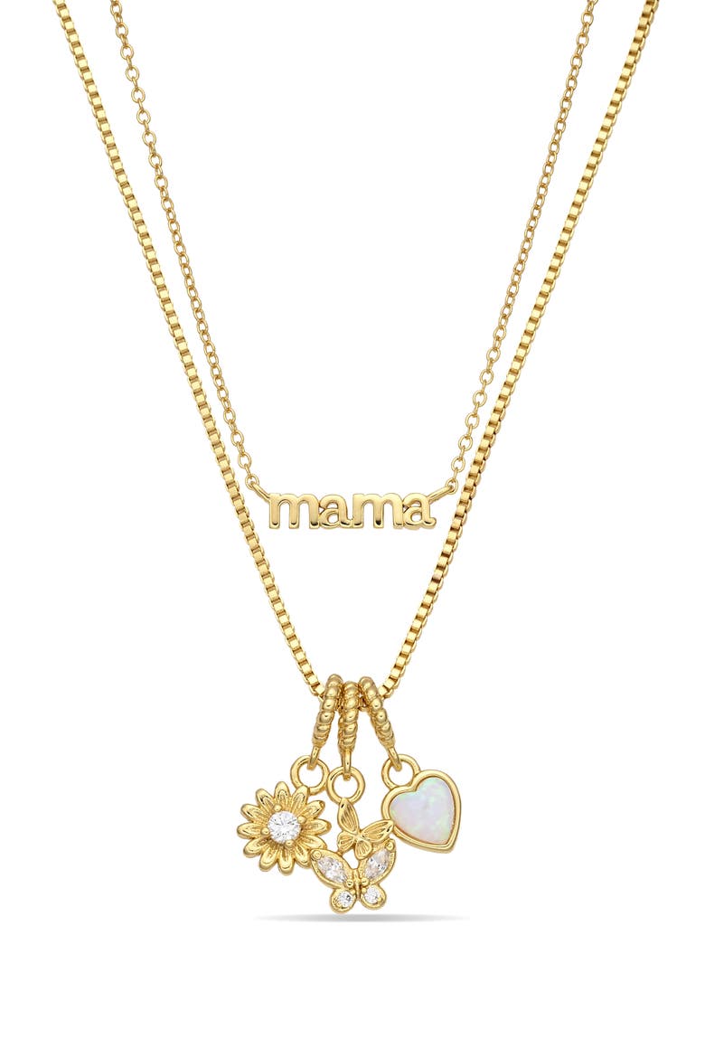 Eclat Amor Mama Layered Charm Necklace, Main, color, GOLD