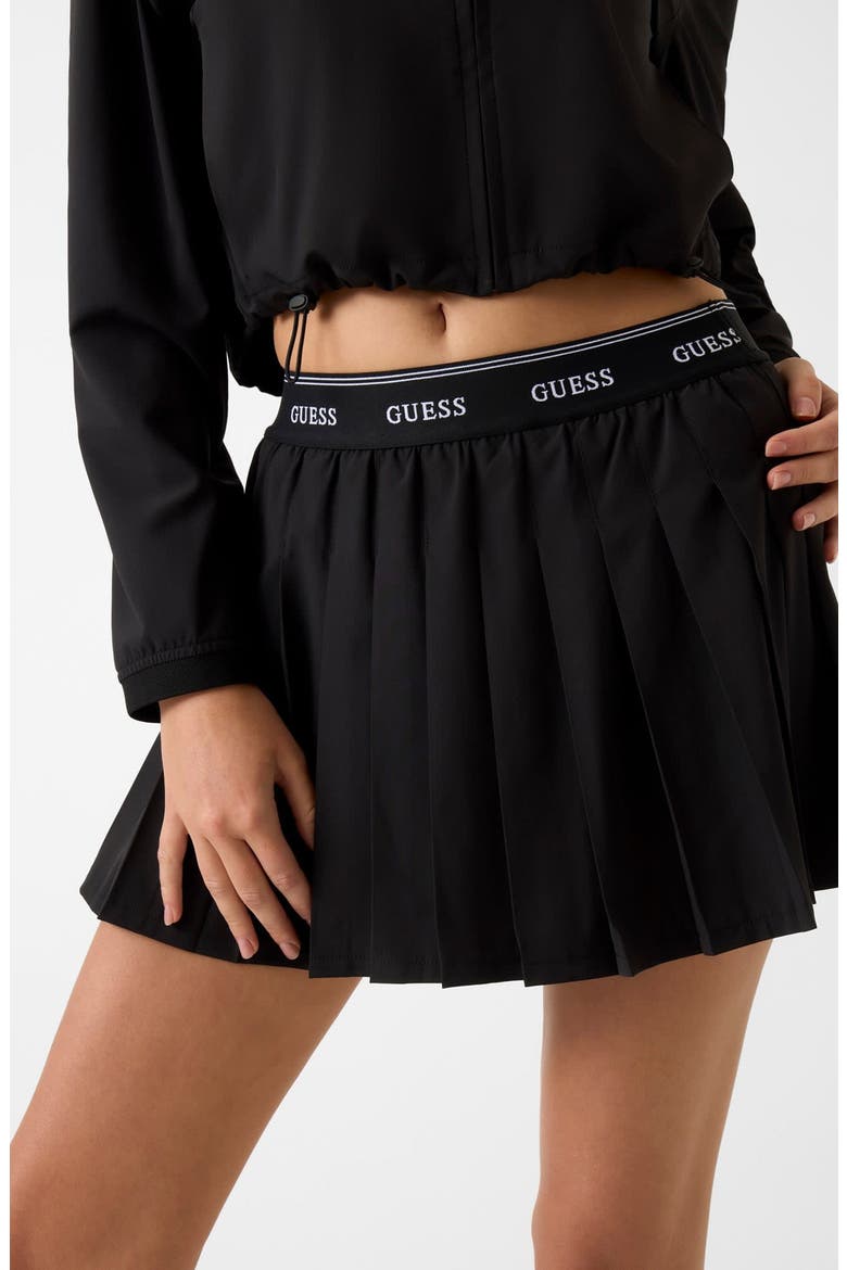Selene Pleat Miniskirt, Alternate, color, BLACK