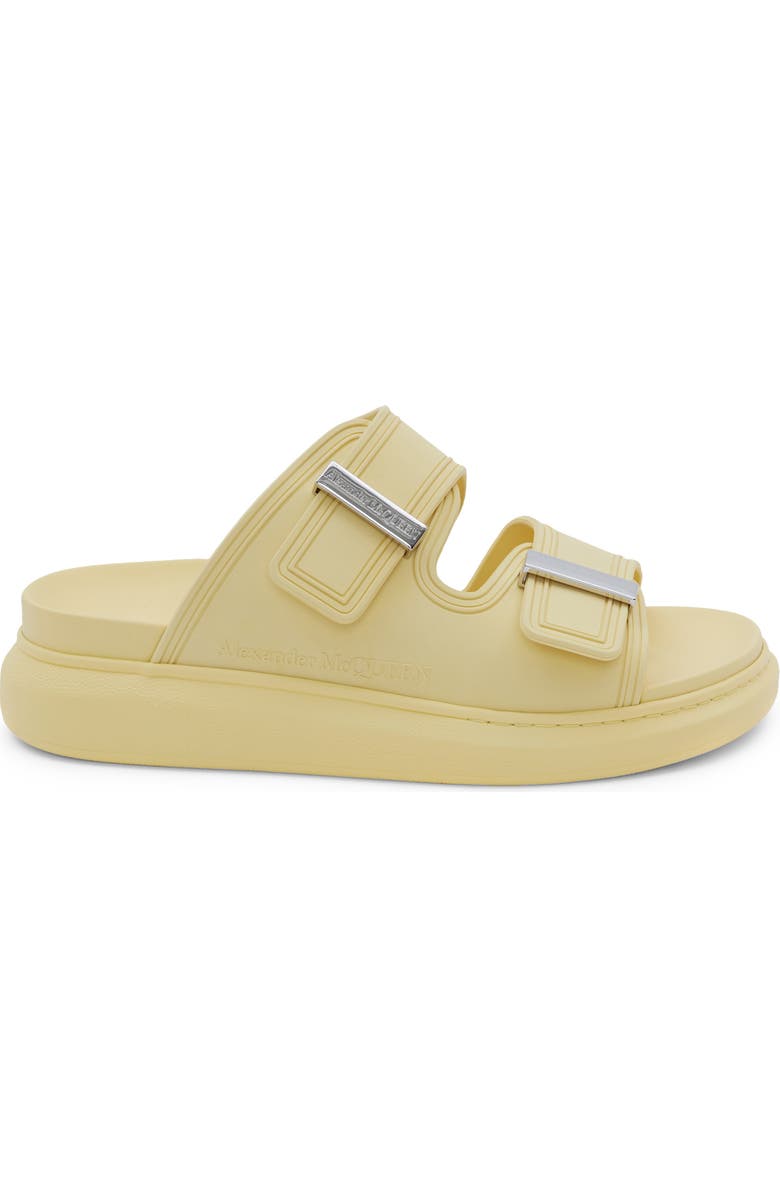 McQueen Oversized Slide Sandal, Alternate, color, Pale Yellow/ Silver