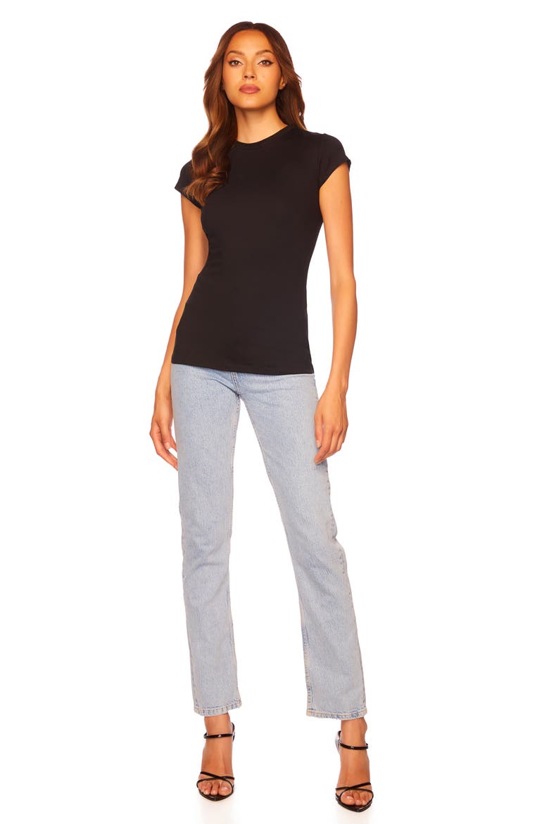 Cap Sleeve T-Shirt, Alternate, color, BLACK